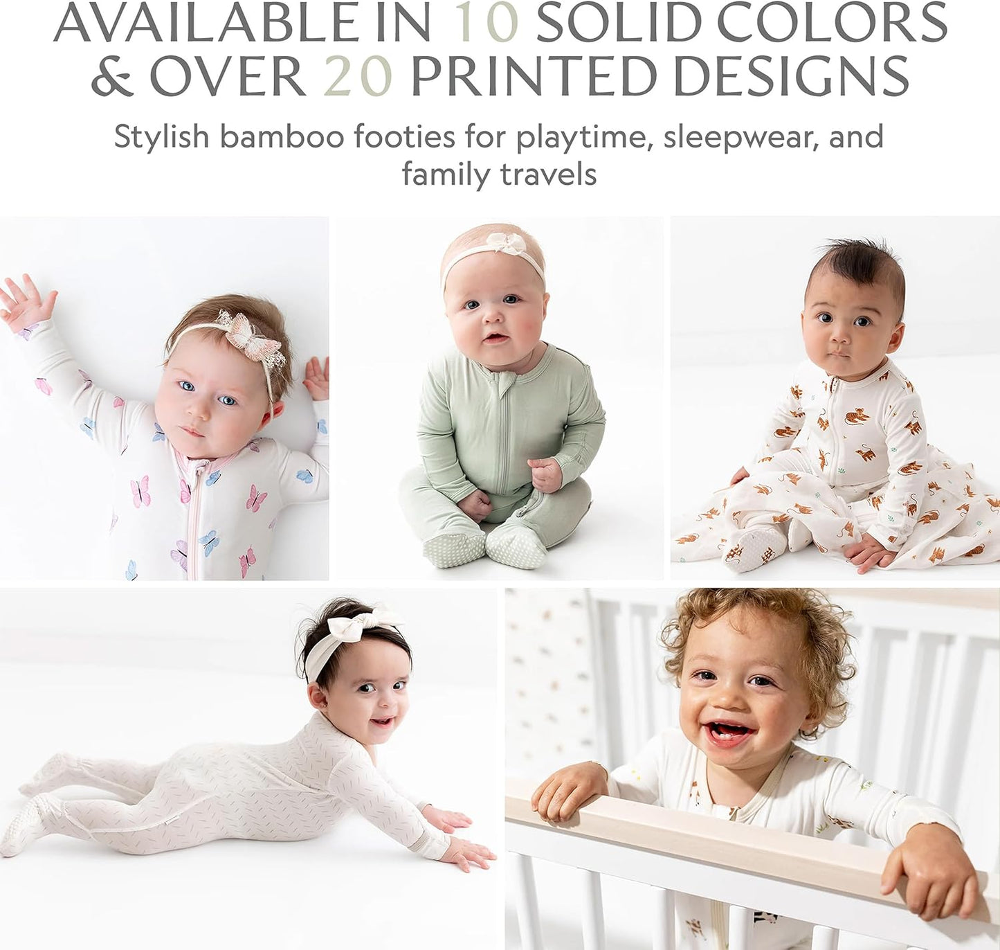 Bamboo Little Soft Baby Footie Pajamas, Baby Clothes, Newborn Sleepers, 95% Viscose and 5% Spandex, 0-24 Months