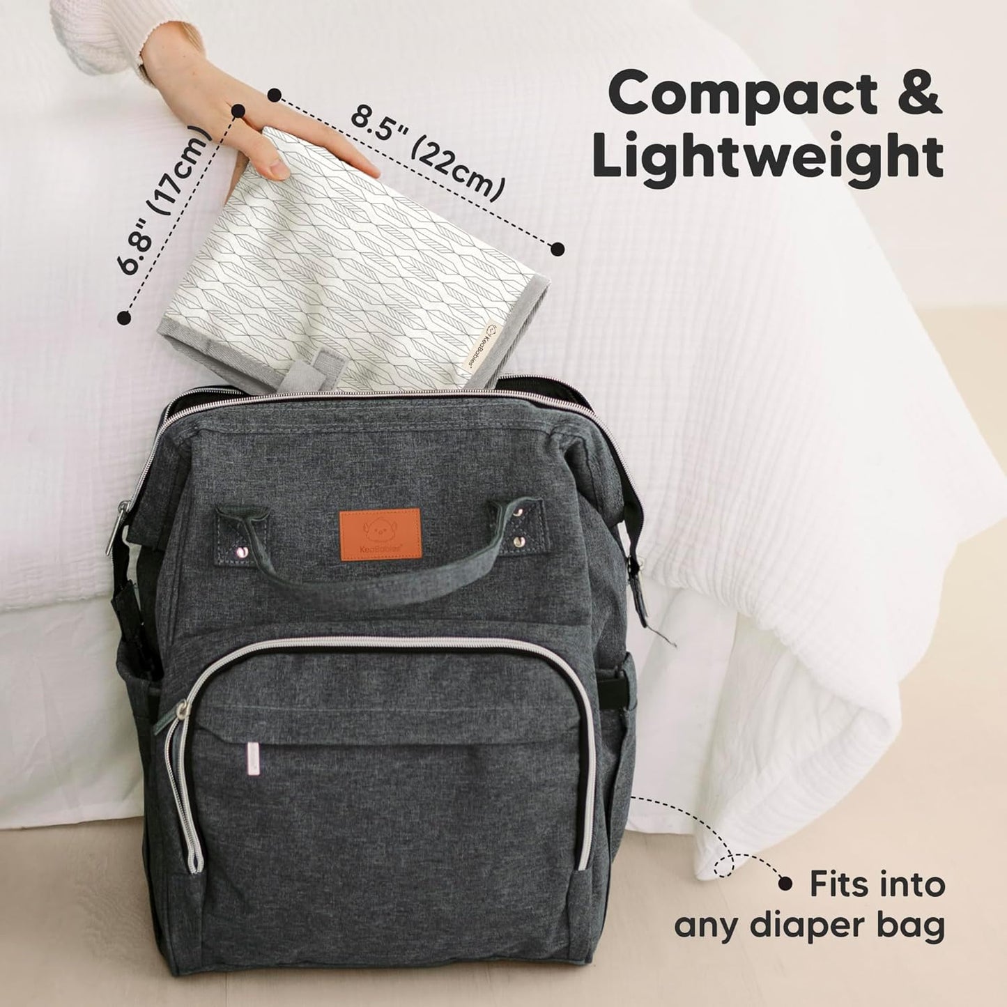 KeaBabies Portable Diaper Changing Pad, Easy Wipe Clean - Foldable Waterproof Baby Changing Mat for Diaper Bag, Compact, Lightweight, 25x13 Newborn, Infant, Baby Changer Travel Essential (Prism)