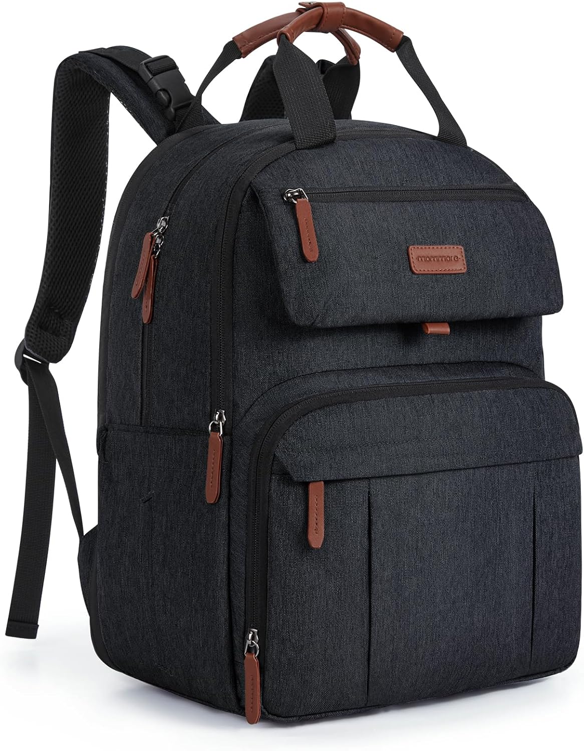 mommore Diaper Bag Backpack, Large Diaper Bag Expandable for 2 Kids/Twins, Durable Baby Bag with Changing Pad, Water Resistant Travel Diaper Backpack for Mom Dad