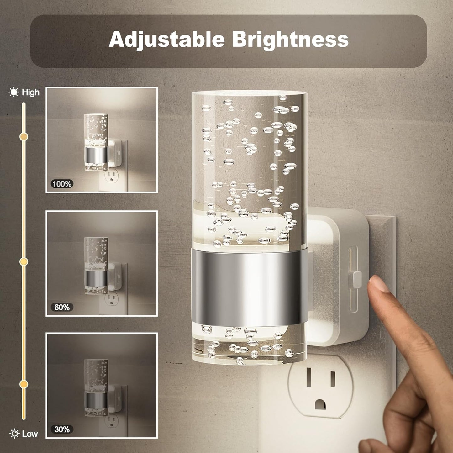 JandCase Night Light, Night Lights Plug into Wall,LED Nightlight with Adjustable Brightness, 5000K，Automatic Night Light Plug in with Auto Light Sensor for Bathroom Hallway Room Decor