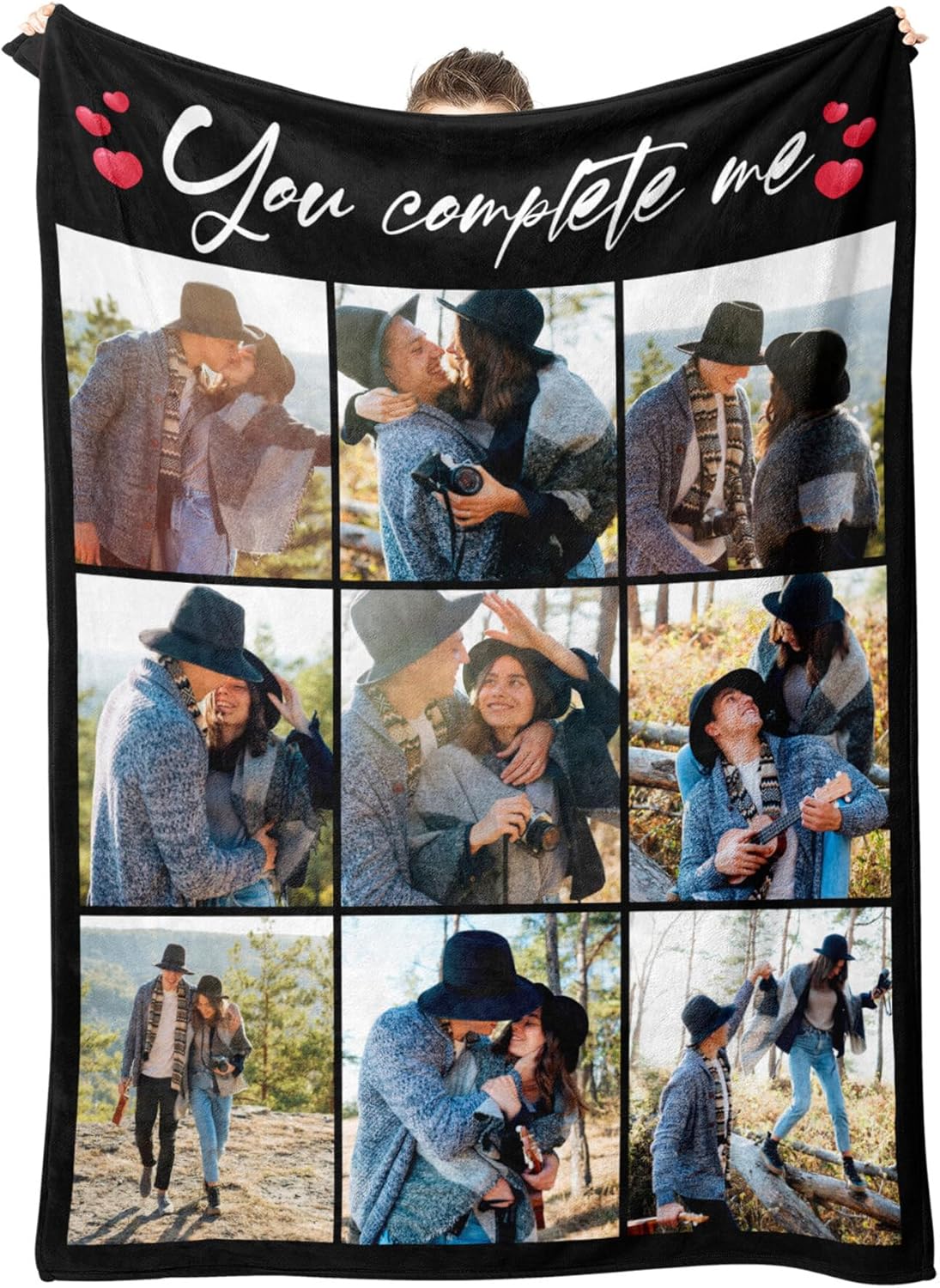 Personalized Blanket Custom Flannel Blanket with Photo Text Customized Picture Blankets Gifts for Birthday Valentines Day, 40 * 50in