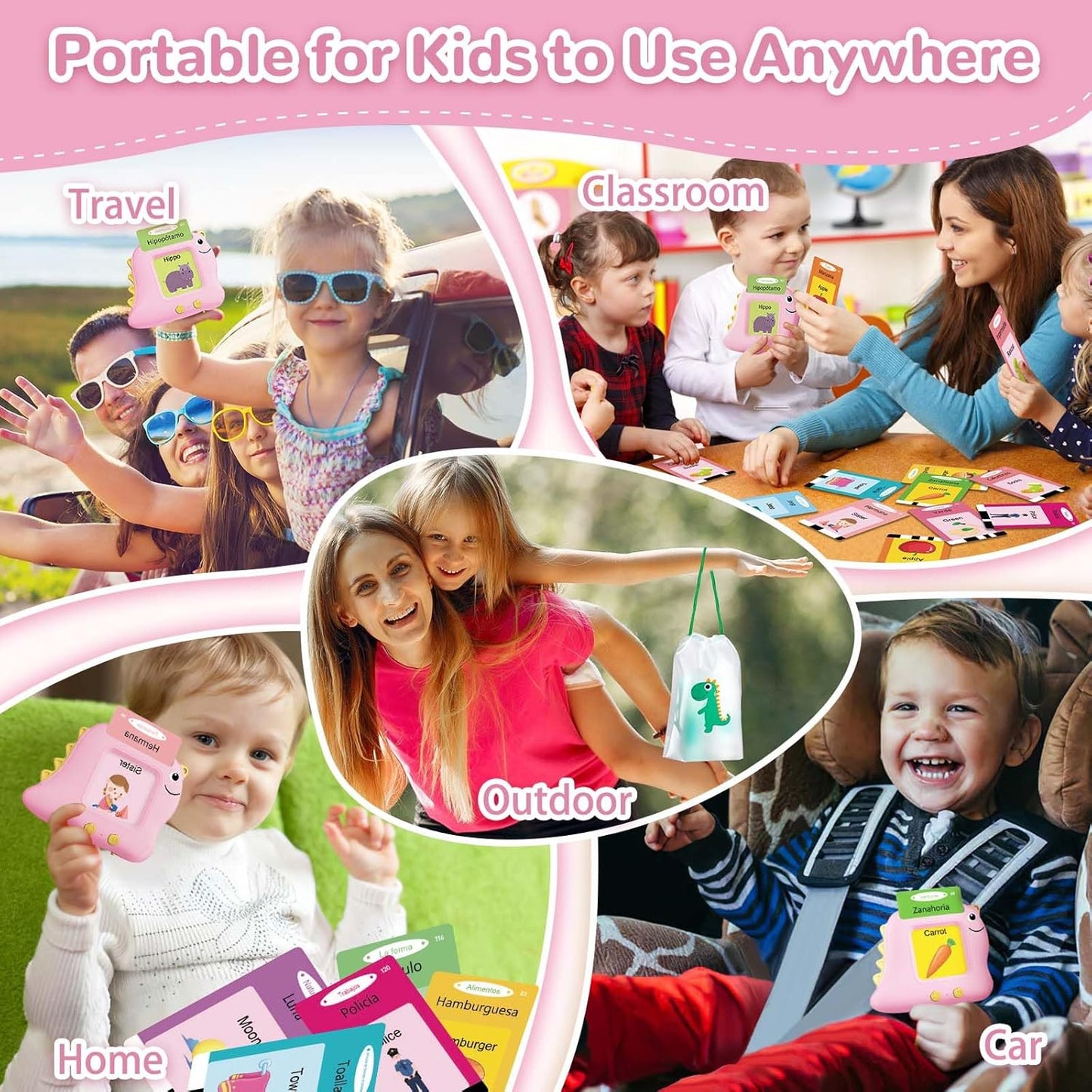 Girls Toys Spanish Talking Flash Cards - Toddler Montessori Toys for Age 2-4, Bilingual Español Speech Therapy, 224 Words Preschool Learning Activity, Gifts for Little Girls 2 3 4 5 Years Old