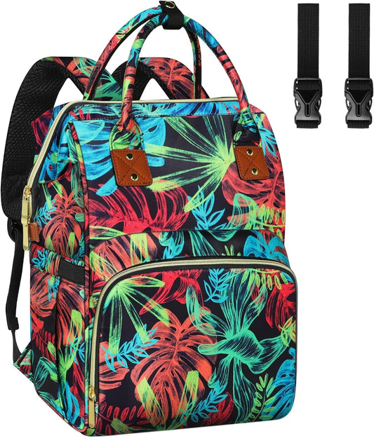 Diaper Bag Backpack Multi-Function Baby Bag With Large Capacity and Insulated Pockets Diaper Backpack Organizer Bag for Mom/Dad, Leaf