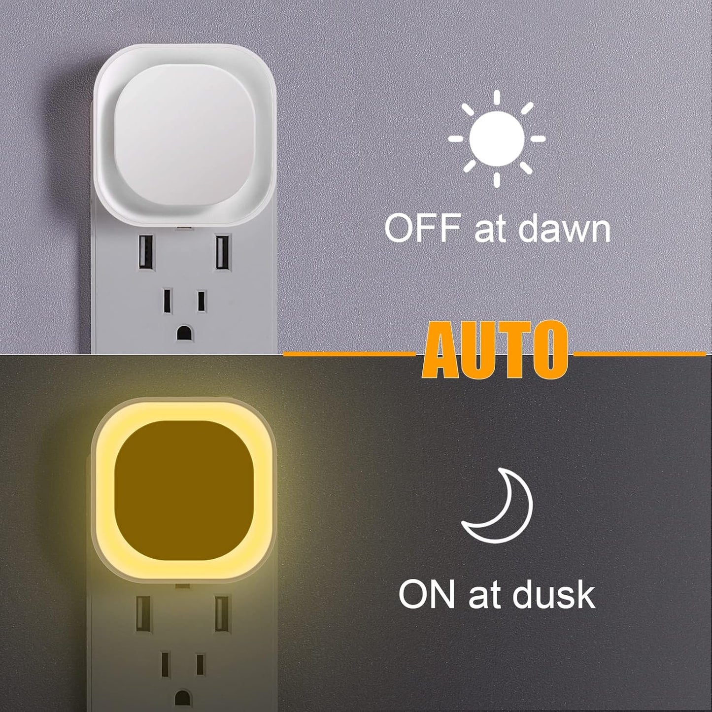 4 Pack Warm White Night Light, Gentle Eye-Care with Dimmable Soft Glow & Indirect Reflection, Auto Dusk to Dawn Sensor, Plug in Nightlight for Nursery, Kids Room, Bedroom, Hallway