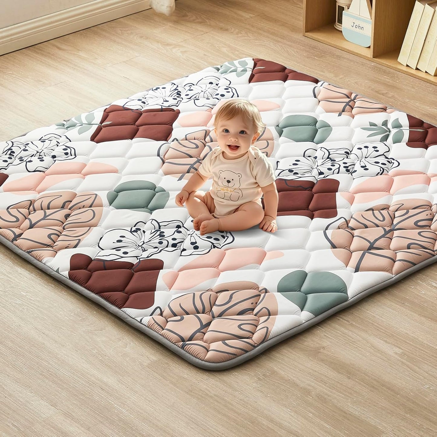 Baby Play Mat 71"x59", Non-Slip Baby Mat for Floor, Soft Thicker Playpen Mat, Portable Playmat, Crawling Mat for Babies, Toddlers & Infants to Play and Learn（Boho）