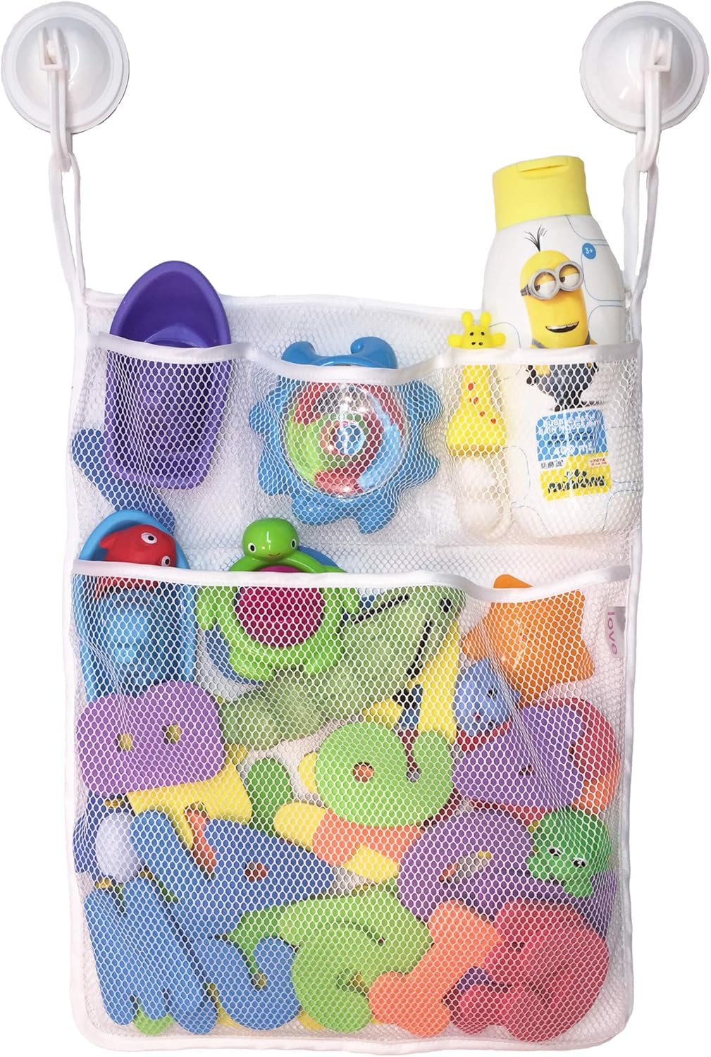 Lilly's Love Bath Toy Storage - Large 14 x 20 inch Bathtub Toy Holder + 2 Locking Hooks, Quick Dry & Easy for Kids to Put Bath Toys Away