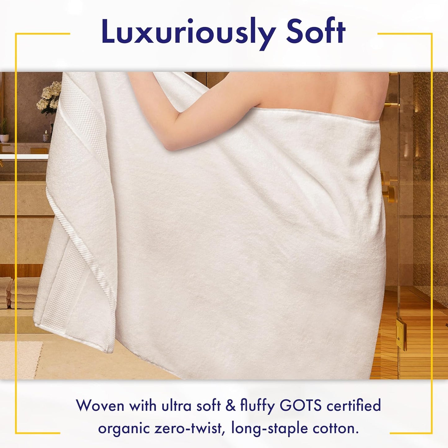 100% Organic Zero-Twist Cotton Towels - GOTS Certified Luxury Bath Towels - Ultra Soft & Plush 700GSM Long-Staple Cotton - 6 Piece Towel Set (White)