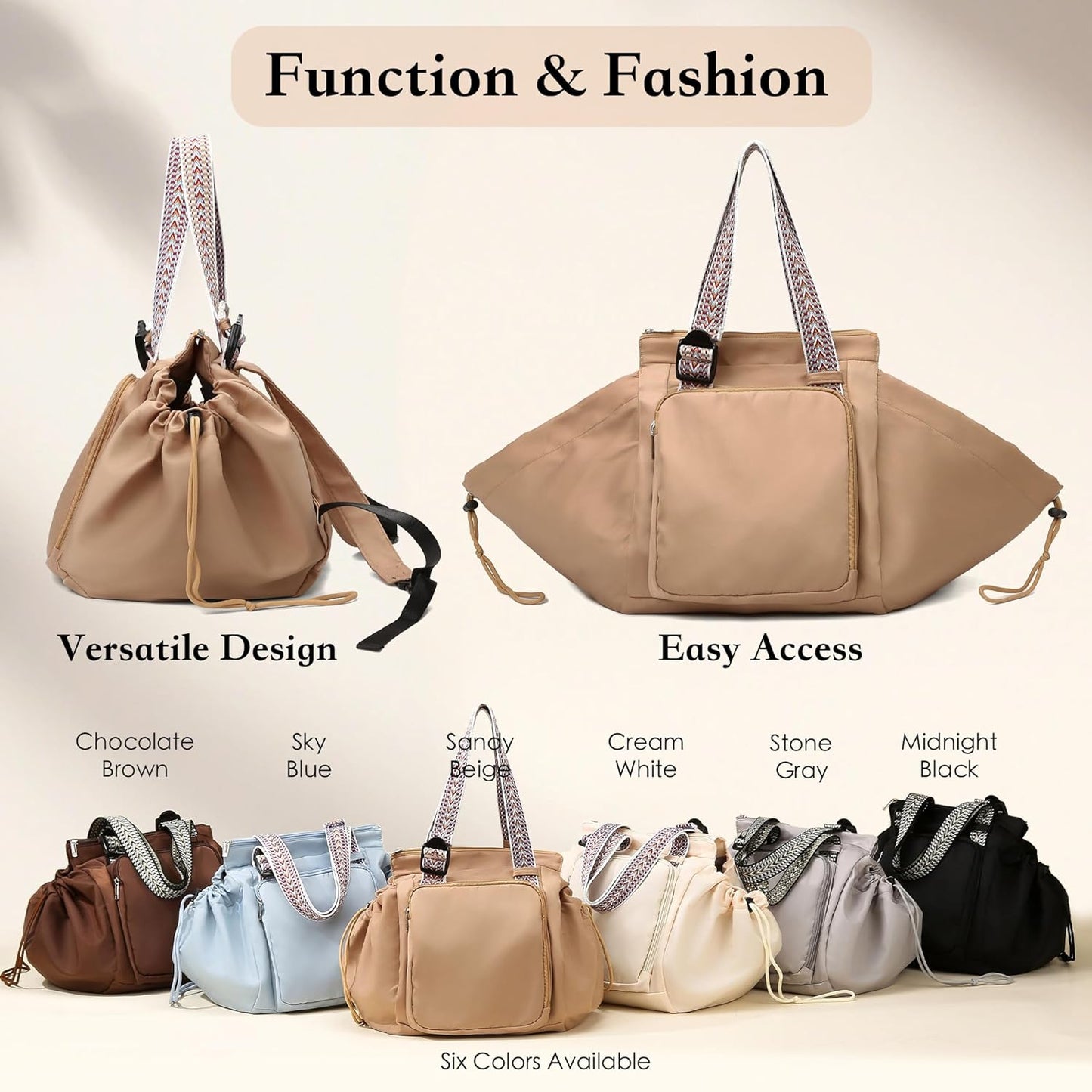 Diaper Bag Tote for Moms & Women, Large Capacity Multi-Functional Tote with 16 Compartments, Convertible Backpack & Shoulder Bag for Work, Travel, Shopping & Picnic (Sandy Beige)
