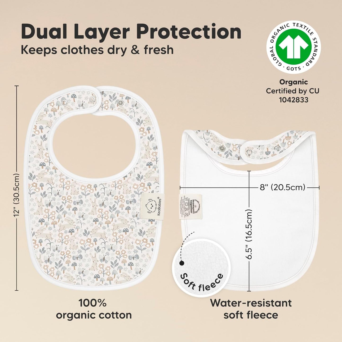 8-Pack Organic Baby Bibs for Boys, Girls - Soft Cotton Drooling and Teething Bibs for Baby Girl & Boy, Extra Absorbent, Easy To Clean & Put On for Toddler, Newborn, Infant 0-24 Months (Prairie)