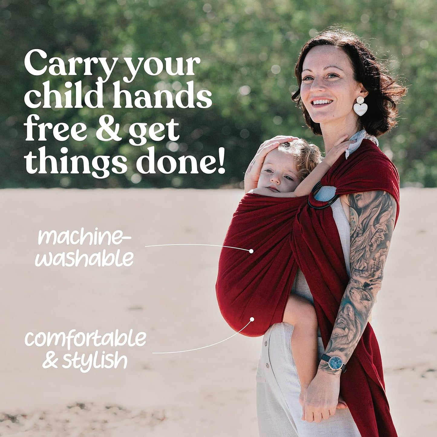 Nalakai Luxury Ring Sling Baby Carrier, Soft Linen Blend Baby Sling, Baby Wrap, Wear Your Little One Close to Your Heart, Comfort, Style