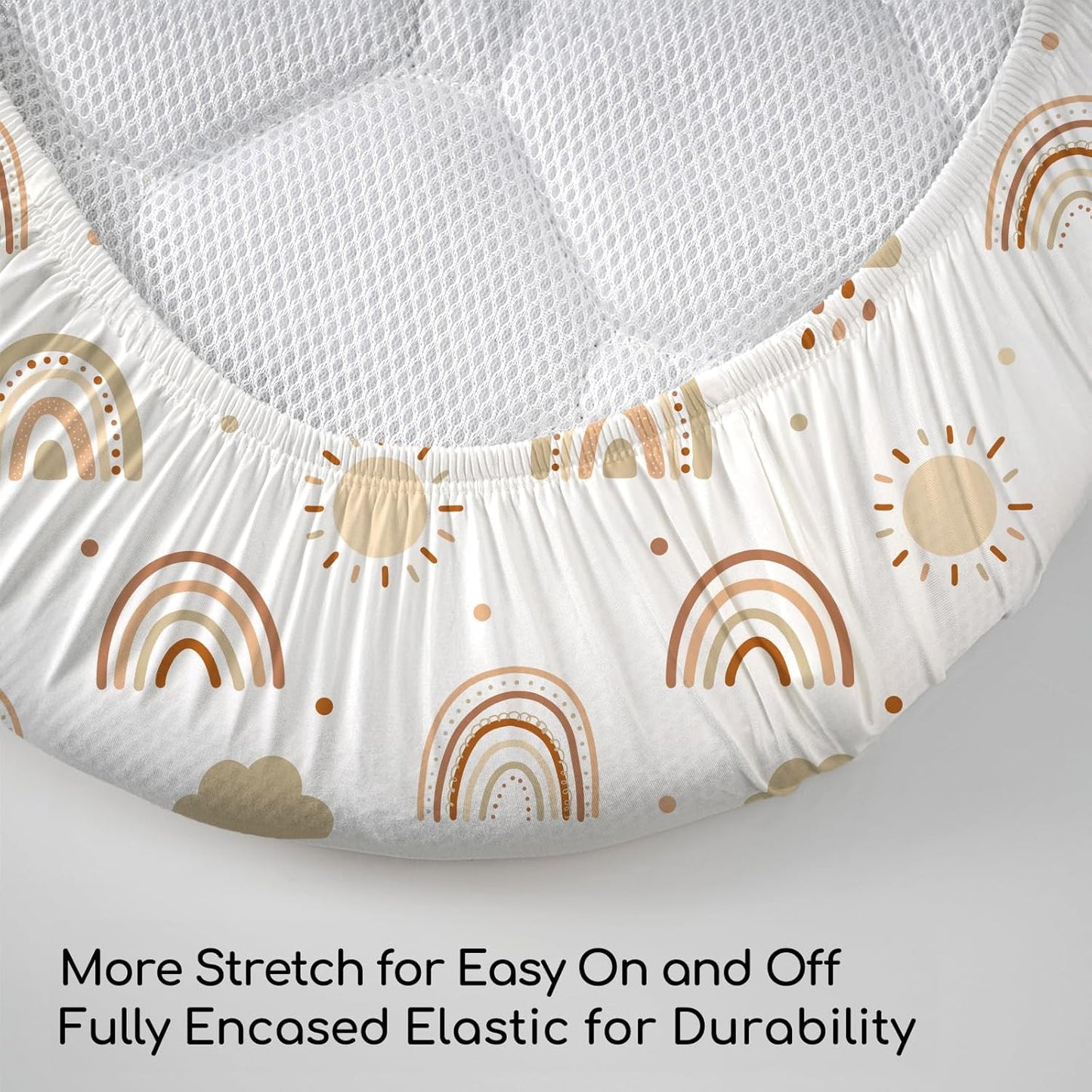 Baby Bassinet Sheets Girl Unisex - 3 Pack Safe Cradle Sheets Universal for Hourglass, Oval Rectangle Bassinet Mattresses (32" x 16") Cloud Rainbow