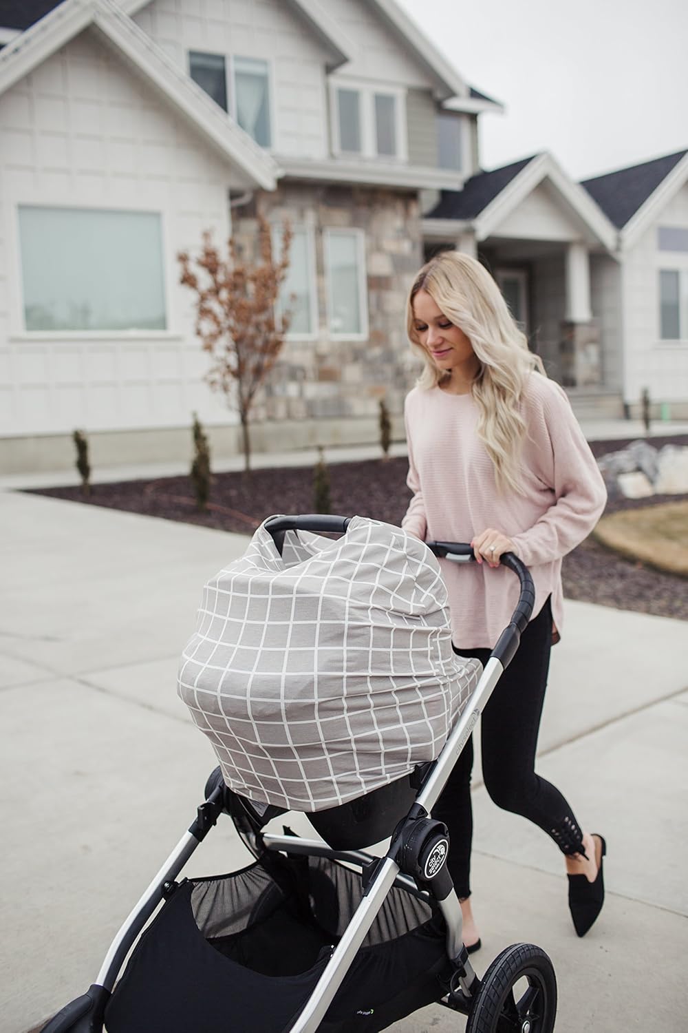 Baby Car Seat Cover Canopy and Nursing Cover Multi-Use Stretchy 5 in 1 Gift Midway by Copper Pearl