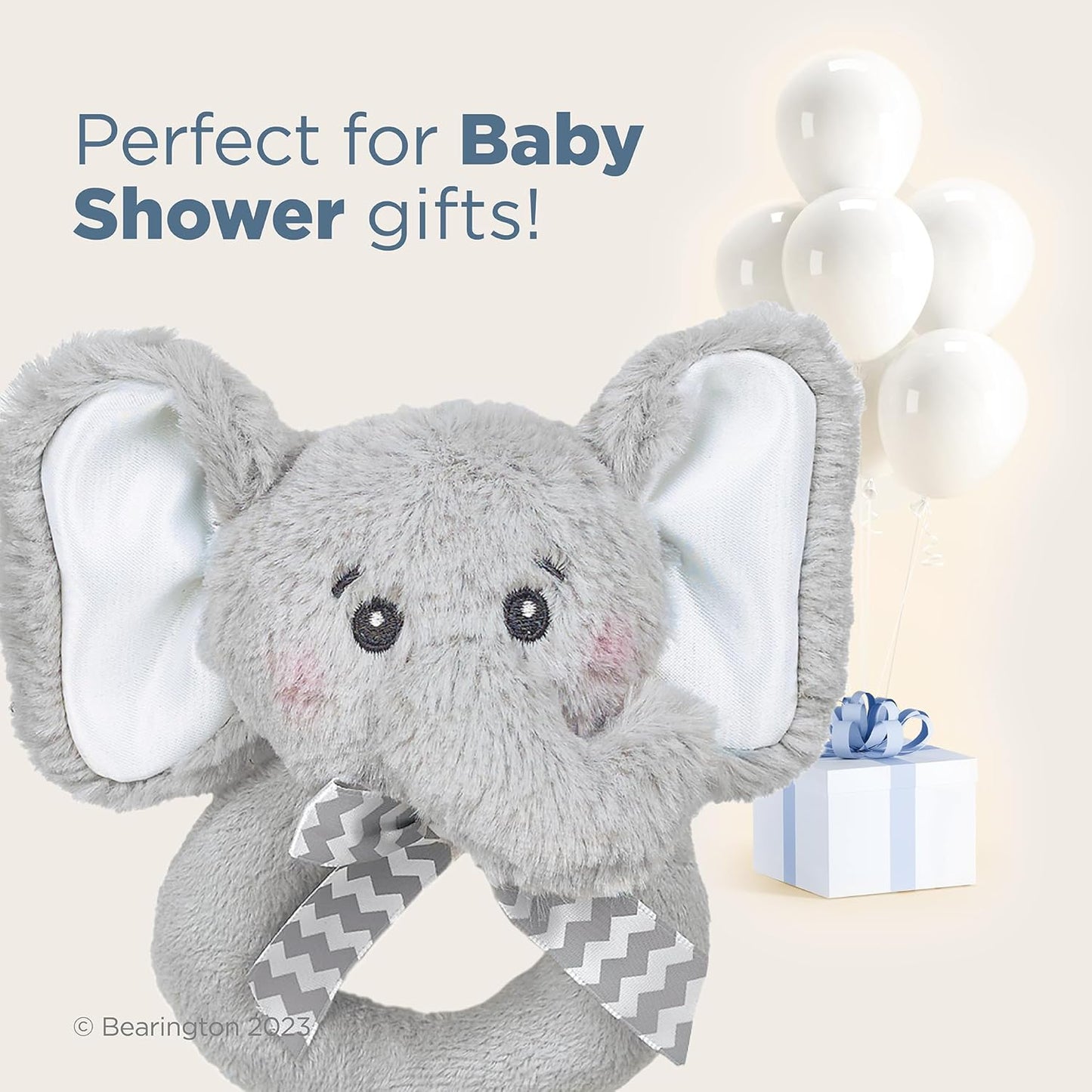 Bearington Collection Baby Lil' Spout, 5.5 in Gray Elephant Plush Stuffed Animal - Baby Elephant Stuff - Newborn Toys