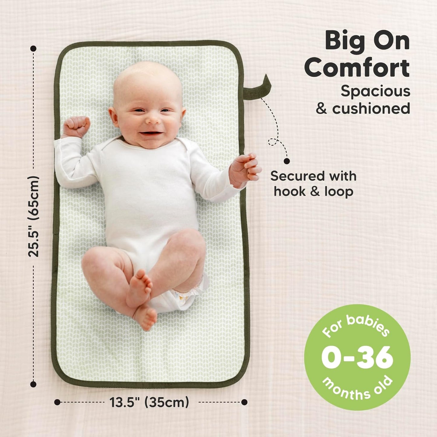 KeaBabies Portable Diaper Changing Pad, Easy Wipe Clean - Foldable Waterproof Baby Changing Mat for Diaper Bag, Compact, Lightweight, 25x13 Newborn, Infant, Baby Changer Travel Essential (Dark Olive)
