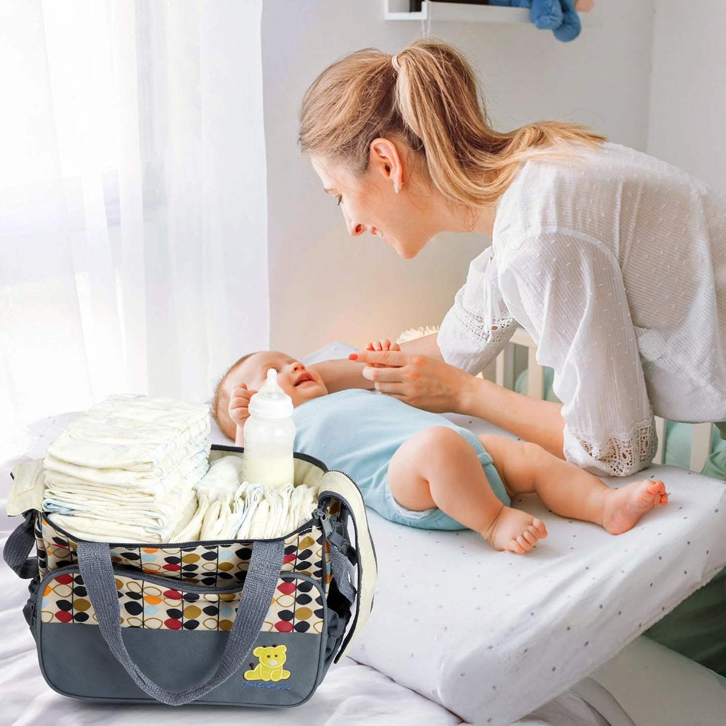 5PCS Baby Diaper Bag Set, Large Baby Doll Diaper Backpack