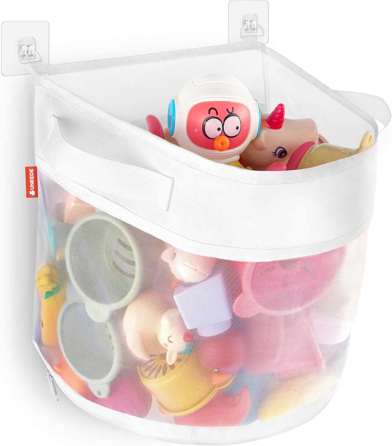 UNEEDE Bath Toy Organizer,4 Gallons Bathtub Toy Storage Organizer,Quick Access Bath Toy Holder for Bathtub,Baby Organizere,Quick Dry Baby for Tub,Mesh Shower Caddy