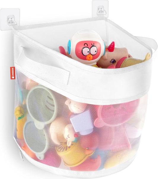 UNEEDE Bath Toy Organizer,4 Gallons Bathtub Toy Storage Organizer,Quick Access Bath Toy Holder for Bathtub,Baby Organizere,Quick Dry Baby for Tub,Mesh Shower Caddy