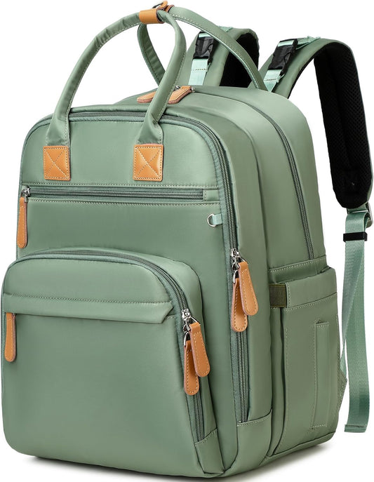 18 Pockets Large Diaper Bag Backpack with Waterproof Pockets and Stroller Buckle, Convertible Baby Bag (XL Green, Extra Large)
