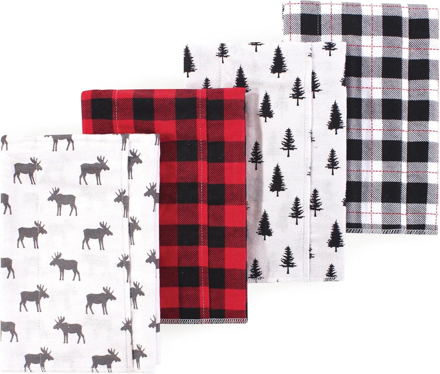 Luvable Friends Hudson Baby Flannel Burp Cloths 4pk, Forest Moose