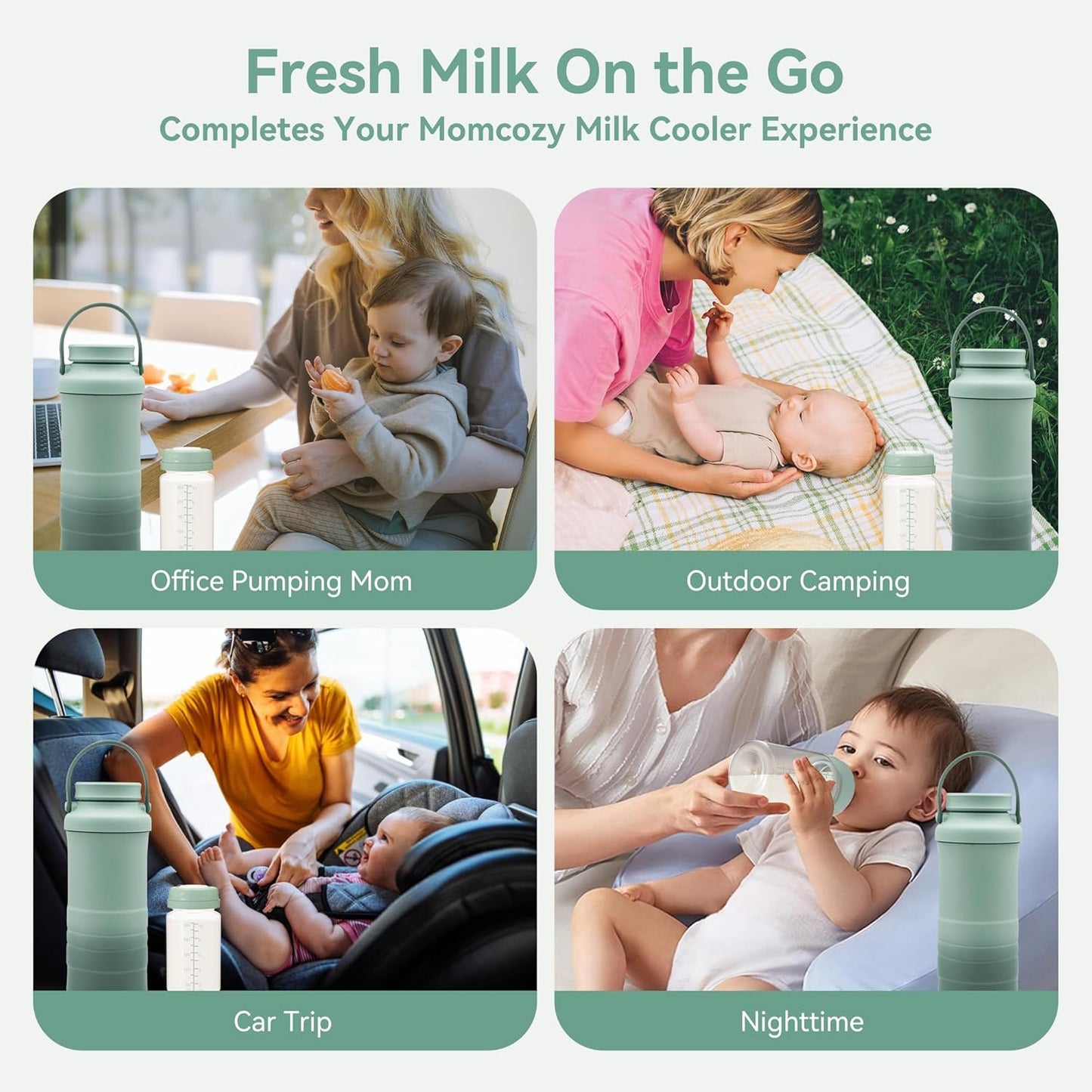 10oz Breastmilk Storage Bottle for Momcozy Milk Cooler 22oz, Breast Milk Cooler Bottles for Fridge, Wide Neck Pump Bottles Compatible with Spectra Motif Luna, Travel Breastfeeding,4PCS