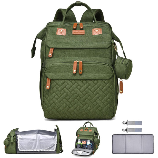 Baby Diaper Bag Backpack Multifunctional Waterproof Diaper Bag with Changing Station Travel Backpack with Changing Pad(Army Green)