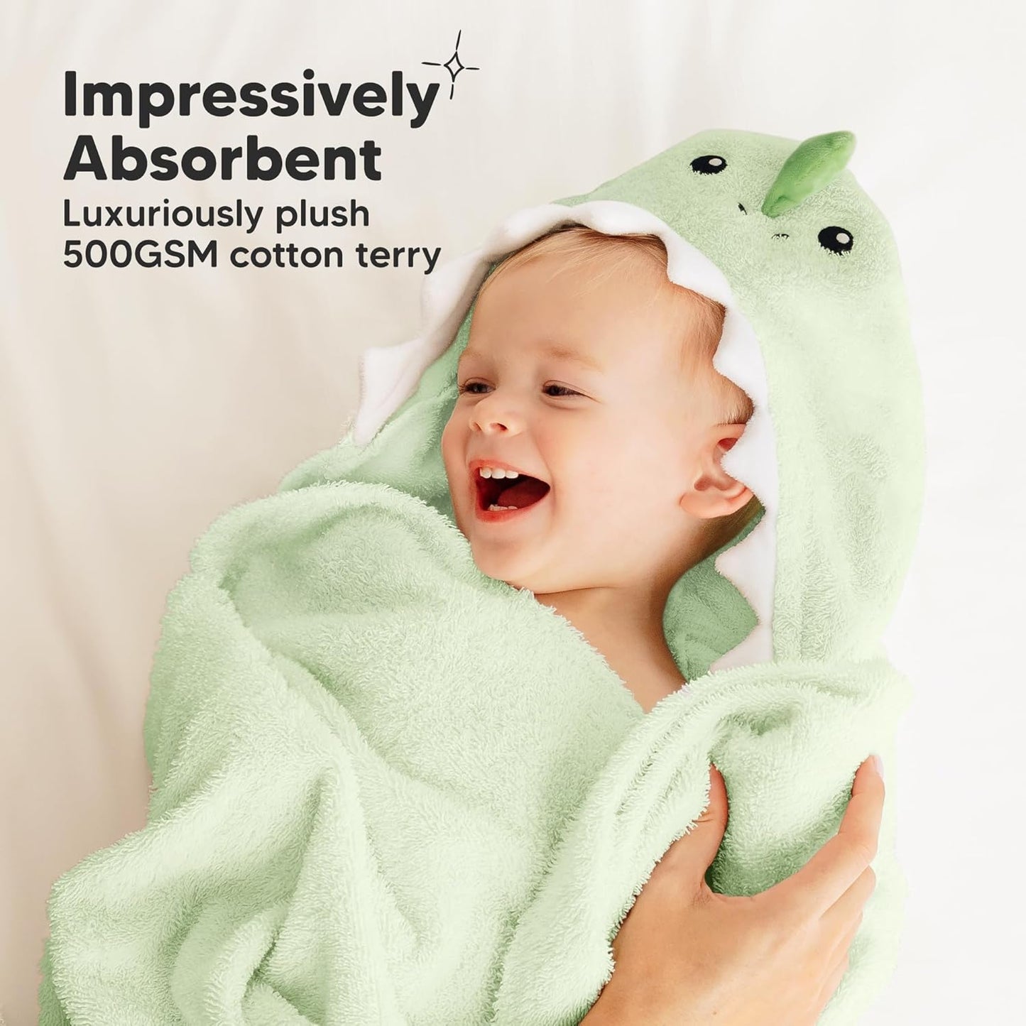 KeaBabies Organic Baby Towel with Hood for Girls, Boys - Soft, Absorbent, 100% Cotton Hooded Baby Towels for Newborns, Infants, Large Hooded Bath Towels for Babies, Kids, Toddler 1-3 (Draco)