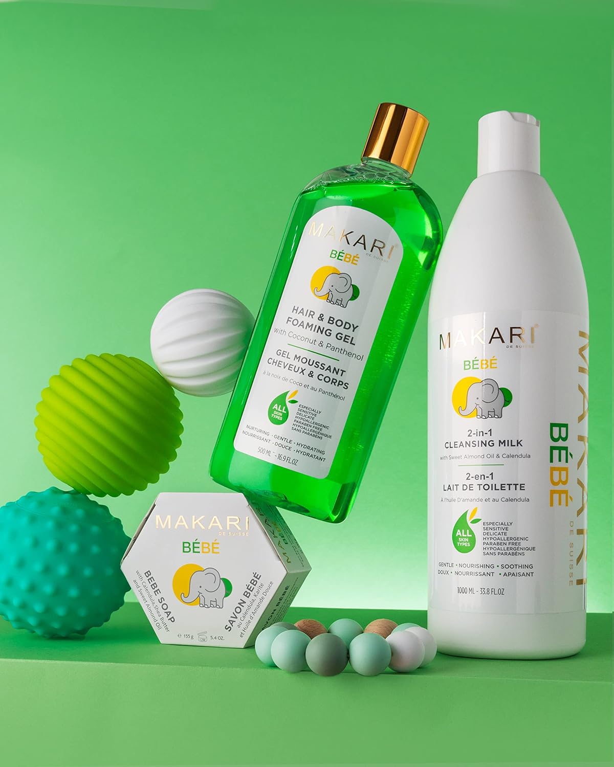 Makari Bebe Cleansing Milk (1000ml) | Baby Body Wash and Dry Skin Softening Solution | Helps Soothe Irritation | Gentle on Infants 3 Months and Older | Recommended for Delicate and Sensitive Skin