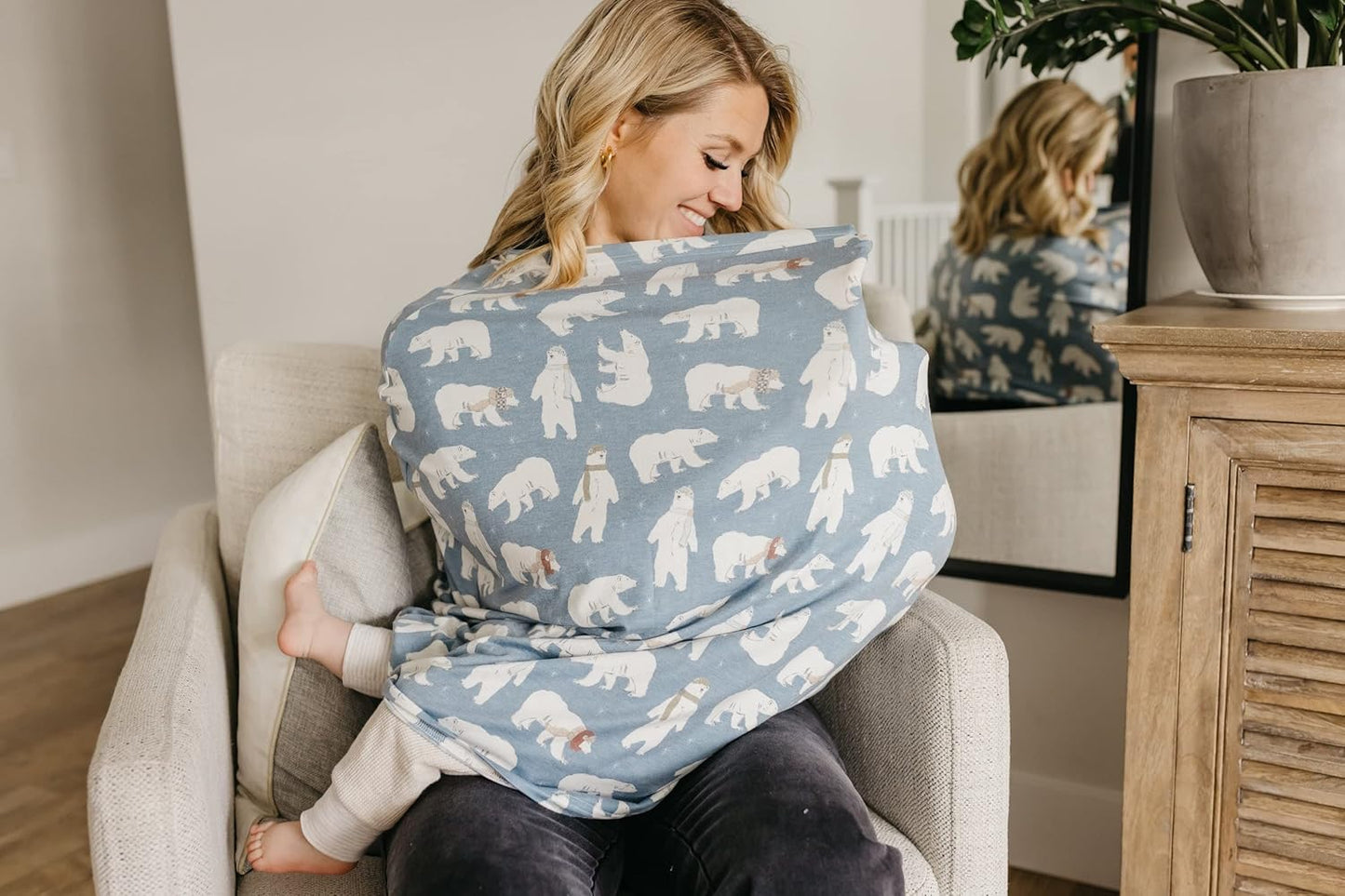 Copper Pearl Multi-Use Cover: Car Seat Covers, Nursing Cover, and Stroller Cover for Sun - Stretchy Fabric, All-Season Use, Stylish Designs, Easy Access for Moms - Polar