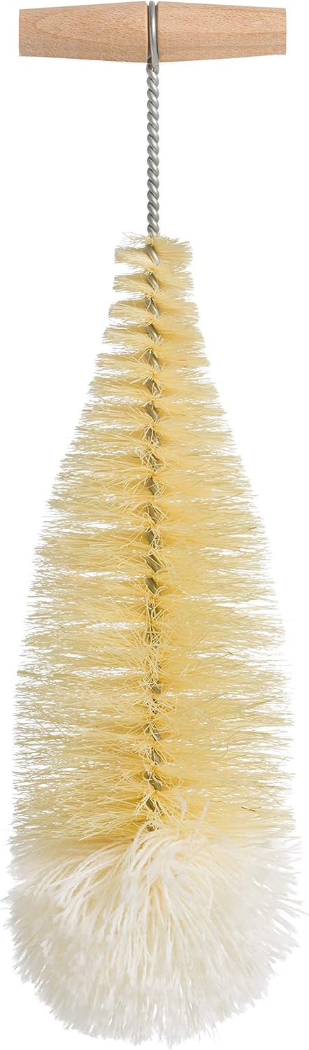 Redecker Tampico Fiber and Wool Soda Stream Bottle Brush with Beechwood Handle, Unique Teardrop Shape Easily Cleans Bottles, Jars and Specialty Glassware, 12-inches, Made in Germany