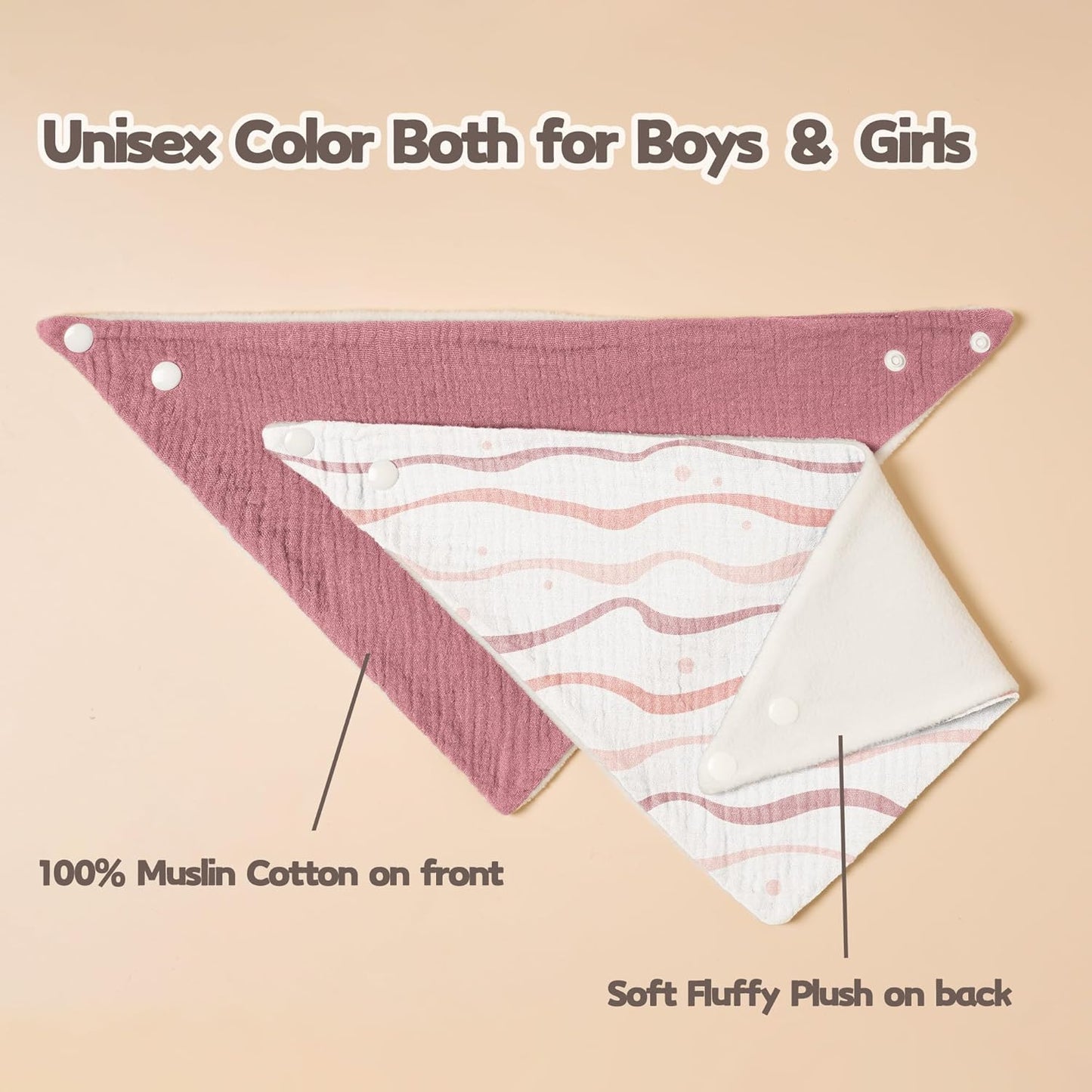 Susurration Muslin Baby Drool Bibs 6Pack Soft Triangular Adjustable Baby Bandana Bibs for Unisex Baby Girls & Boys