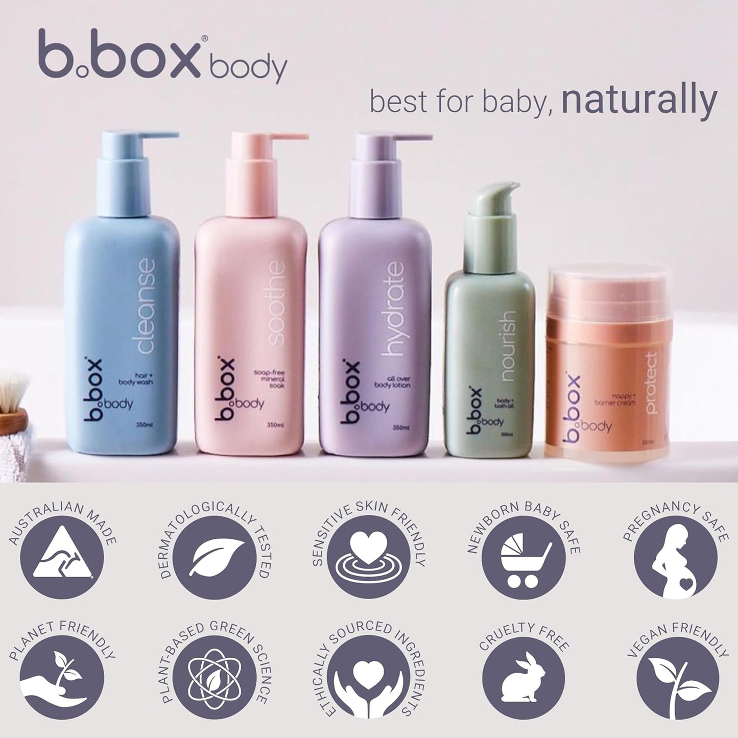 b.box body Cleanse - Baby Shampoo and Body Wash w/Relaxing Lavender & Roman Chamomile Scents. Gentle Foaming Gel for Newborns & All Ages. Plant Based, Cruelty Free. Dermatologist Tested, 11.8 Fl Oz