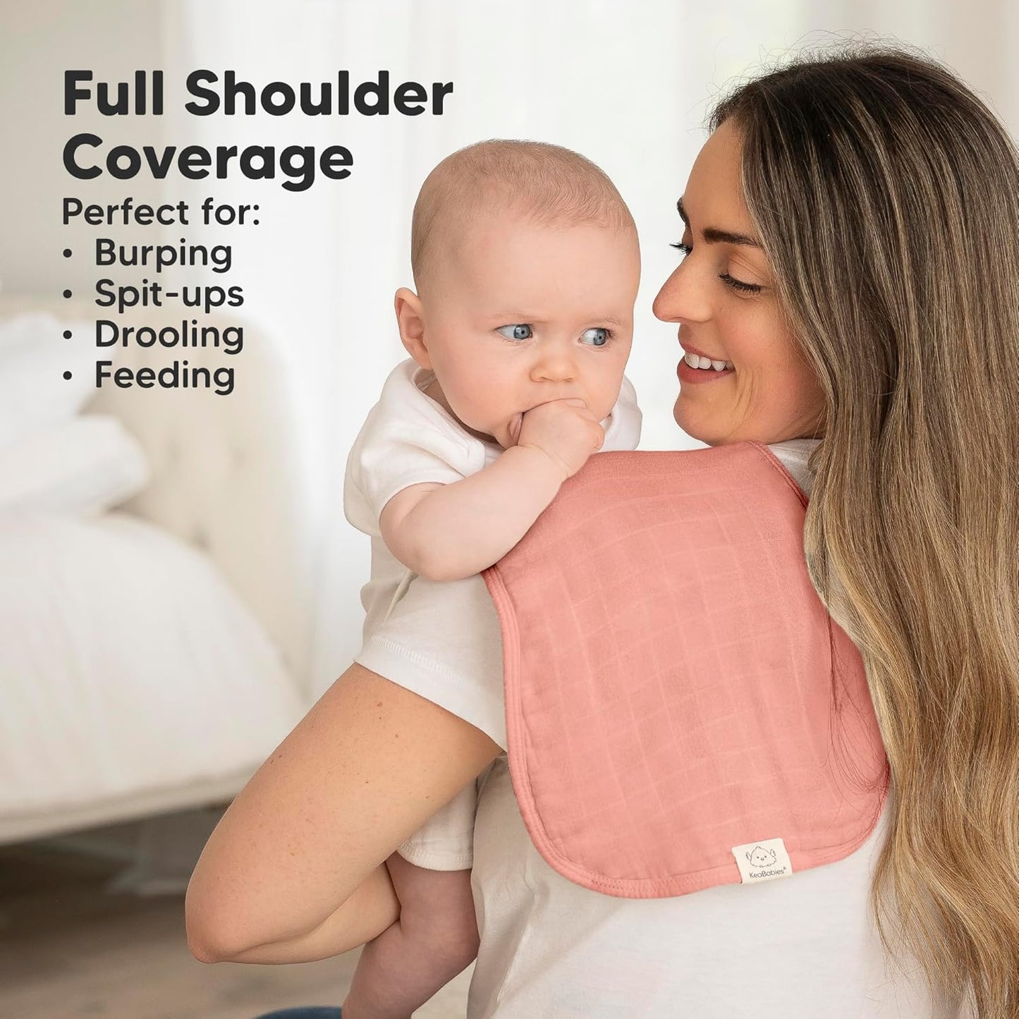 5-Pack Muslin Burp Cloths Baby Boy, Girl - Very Absorbent Baby Burp Cloth Rags, 8-Layers Viscose Derived from Bamboo Cotton Muslin Towel, Super Soft Spit Up Rags, No Shrink Washcloths (Mauve)