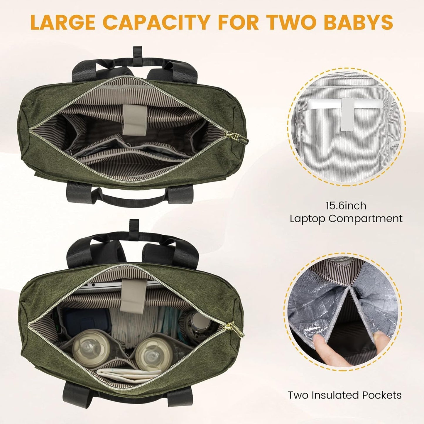 LOVEVOOK Diaper Bag Backpack with Insulated Pockets, Changing Pad, Pacifier Case, Anti-Theft Travel Backpack for Women