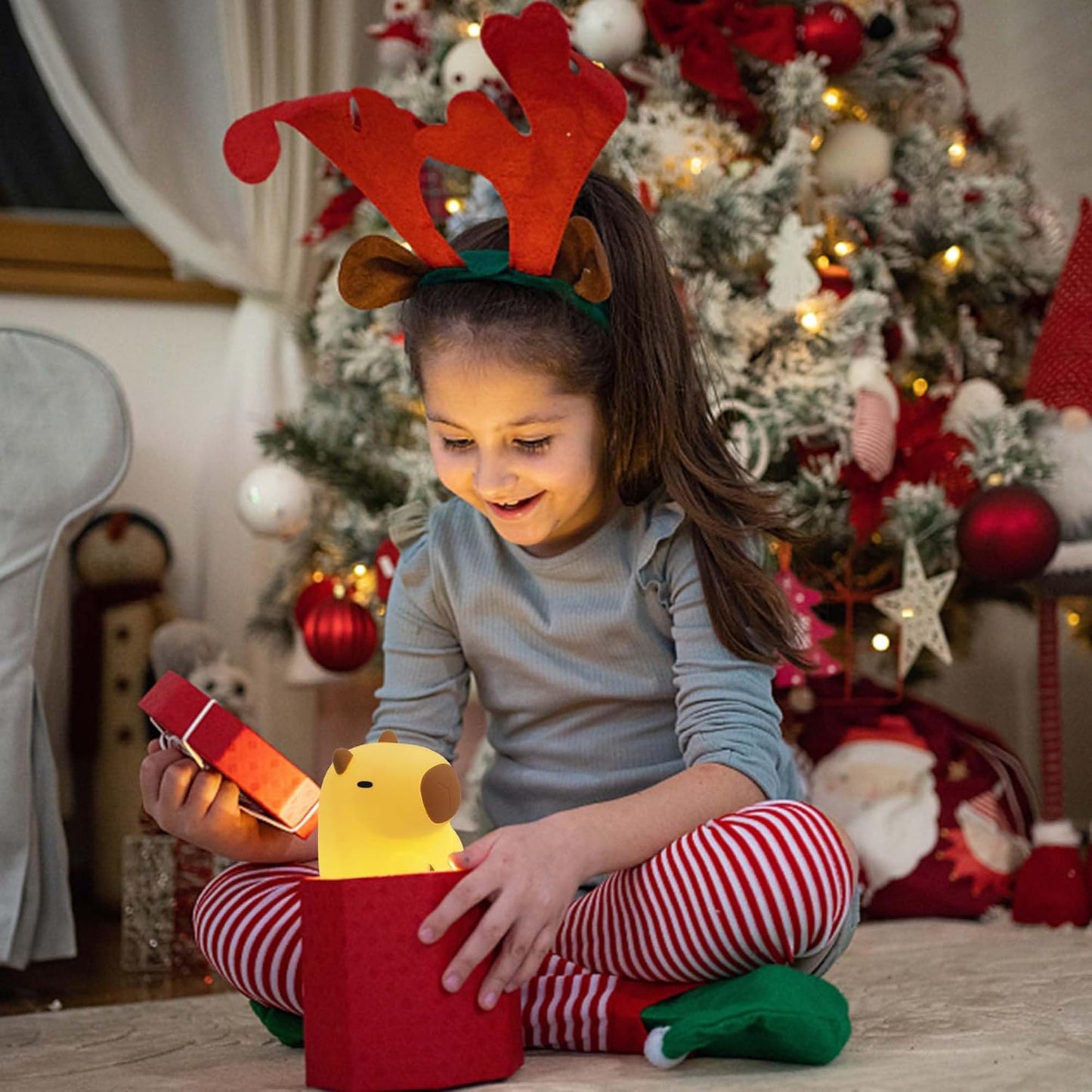 Ammonite Capybara Night Light, Cute Silicone Capybara Lamp for Kids, Soft Silicone Nursery Nightlight USB LED Touch Lamp Bedroom Decor as Xmas Birthday Gifts for Boys Girls