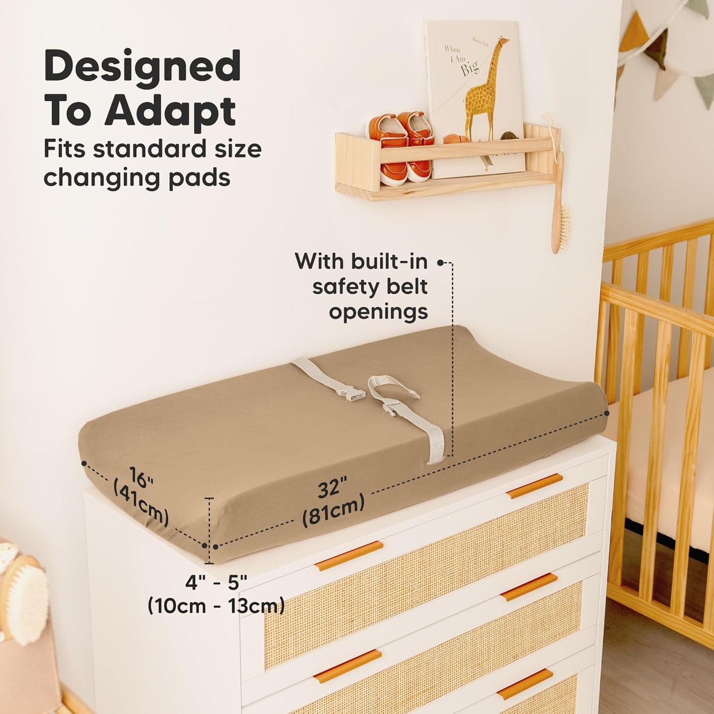 2-Pack Baby Changing Pad Cover for Girl, Boy - 32x16 Soft Viscose Derived from Bamboo Baby Diaper Changing Table Pad Cover Sheets, Neutral, Snug Fit Nursery Diaper Change Sheets (Pecan)