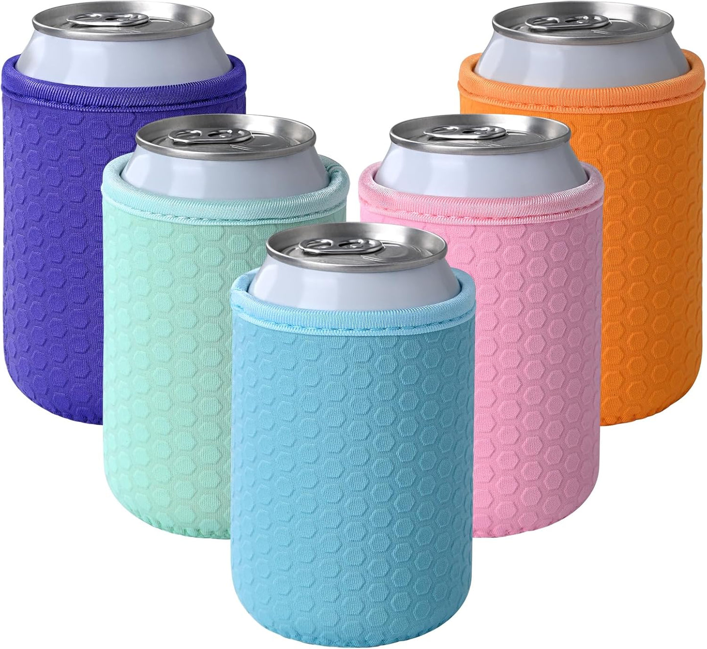 5 Pcs Insulated Can Sleeve, Reusable Can Cooler Sleeves, Non-slip Neoprene Beer Bottle Cover Holder for 12oz Standard Can Soda and Beer(Colorful)