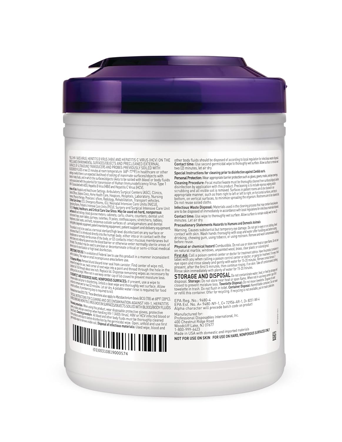 Super Sani-Cloth Germicidal Disposable Wipe, Hospital Grade Disinfection, 160 Large 6" x 6.75" Wipes Each, Case of 12 Canisters