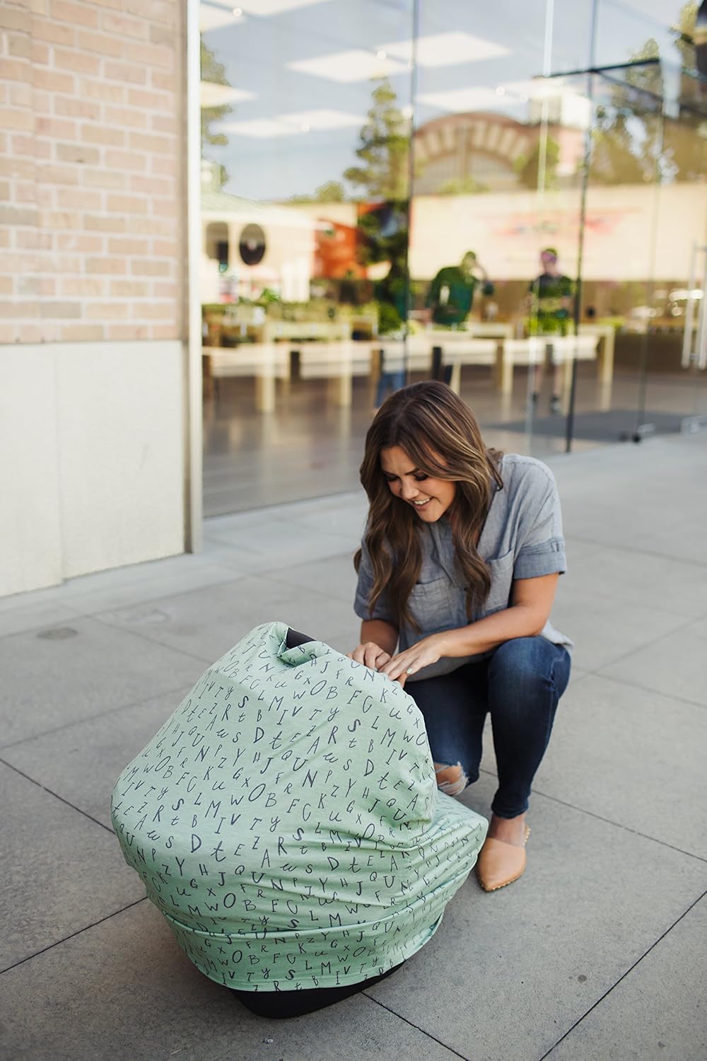 Baby Car Seat Cover Canopy and Nursing Cover Multi-Use Stretchy 5 in 1 Gift Poe by Copper Pearl