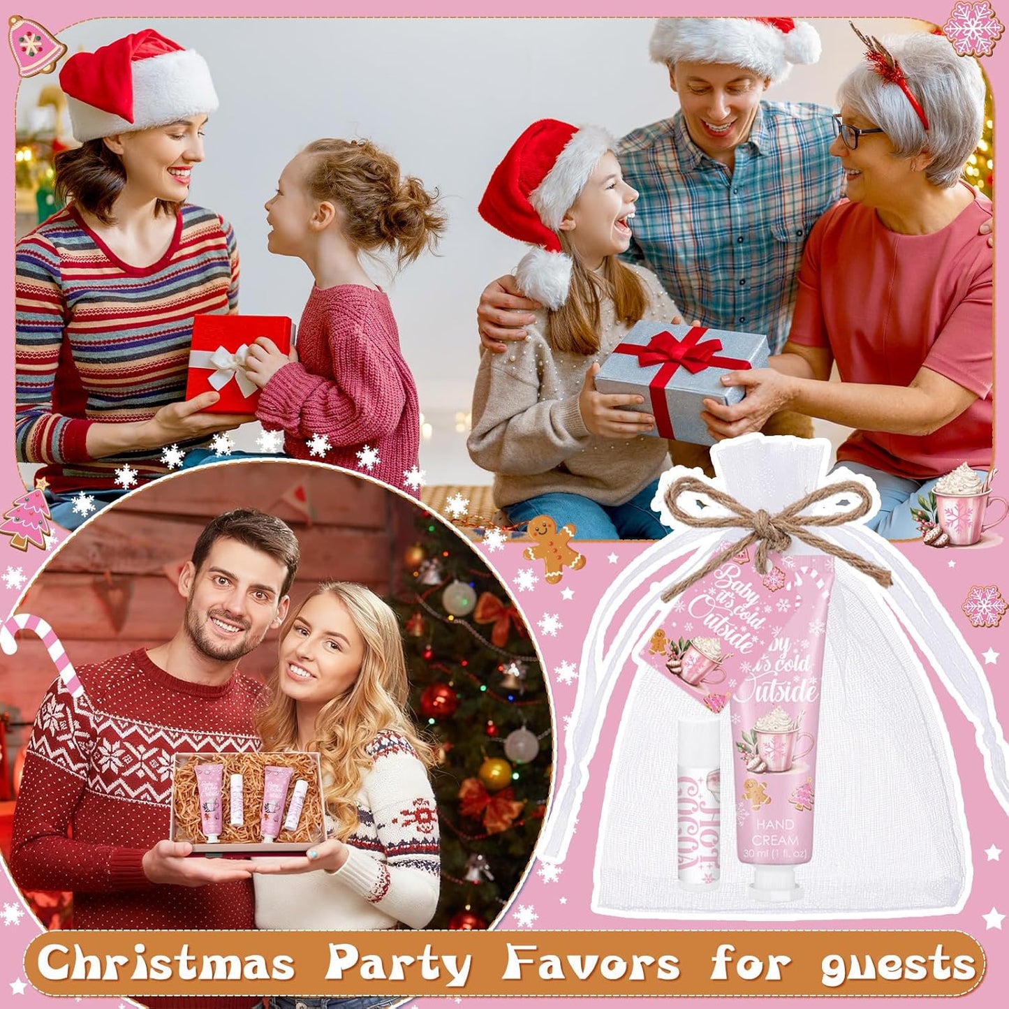 24 Sets Baby It's Cold Outside Baby Shower Hand Creams and Pink Hot Cocoa Lip Balms Gift Sets Winter Wonderland Christmas Party Favors Travel Size Hot Cocoa Bridal Shower Party Supplies for Guests