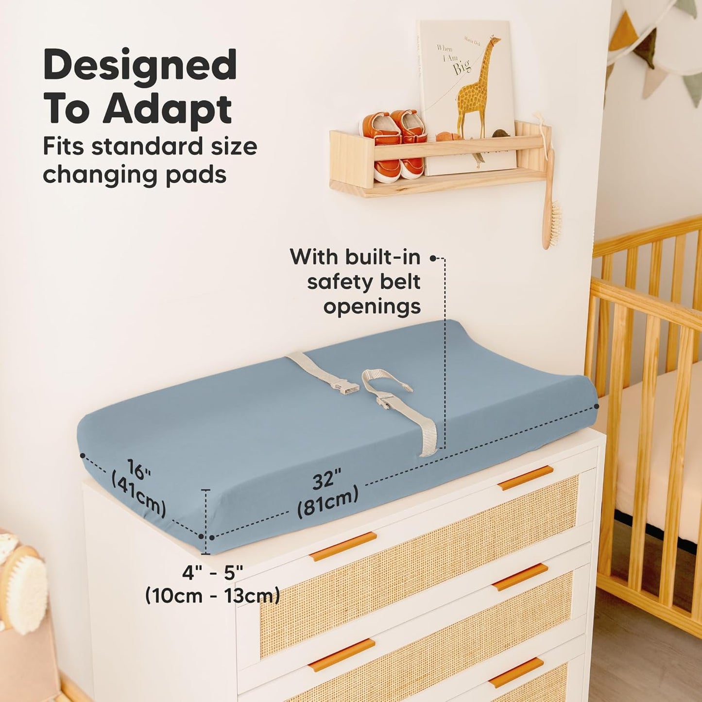 2-Pack Baby Changing Pad Cover for Girl, Boy - 32x16 Soft Viscose Derived from Bamboo Baby Diaper Changing Table Pad Cover Sheets, Neutral, Snug Fit Nursery Diaper Change Sheets (Steel)