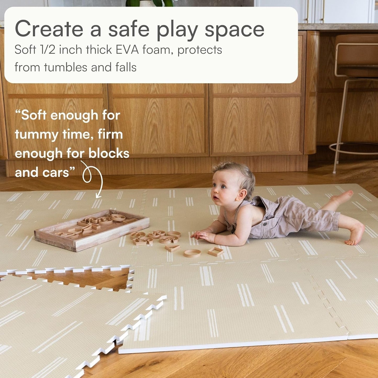 Lillefolk Baby Play Mat – 6x8ft Old White | Soft Non Toxic Premium Foam Mat for Tummy Time, Crawling & Playroom – Waterproof Mat for Babies & Toddlers (12 Tiles)