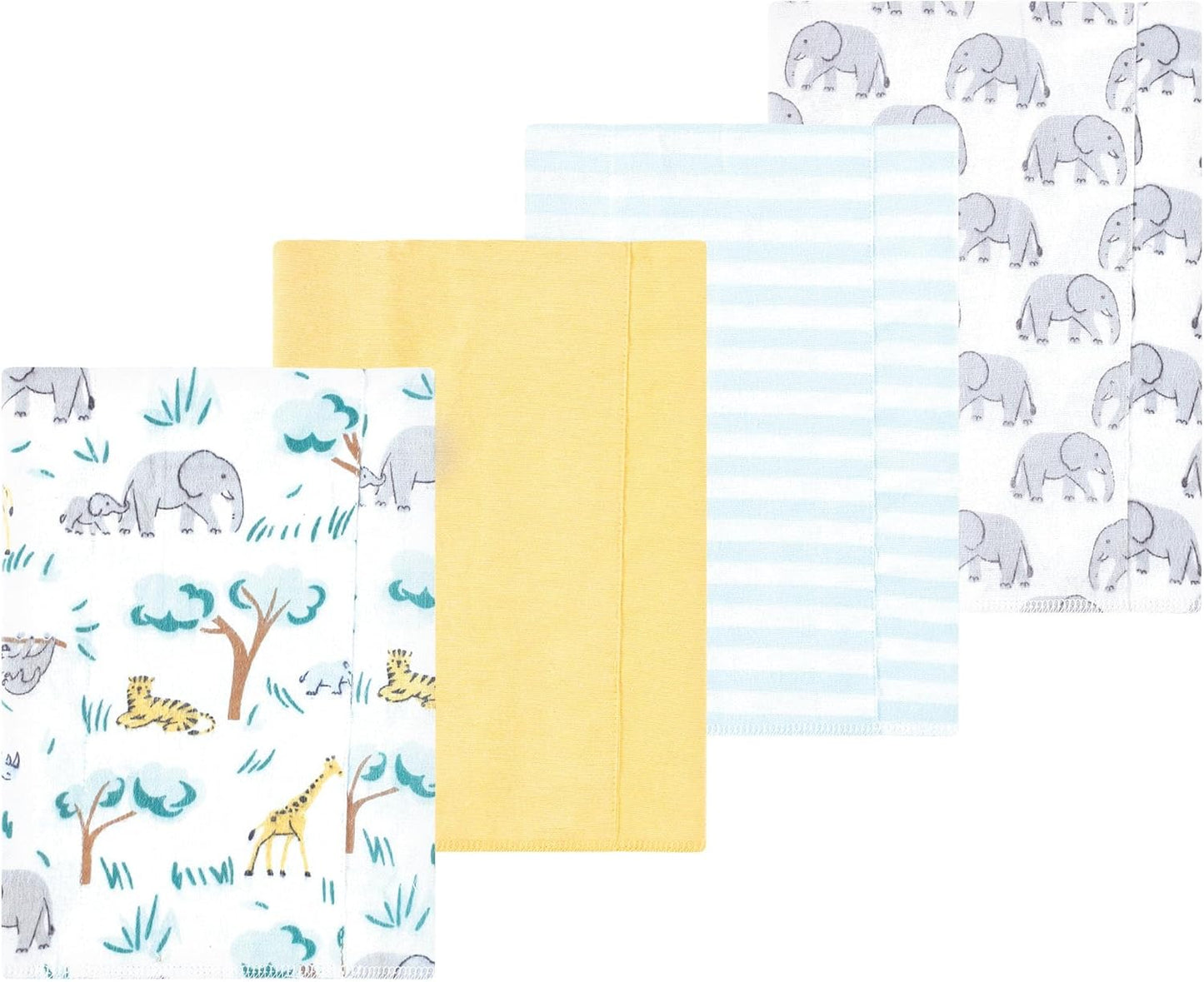 Luvable Friends Hudson Baby Flannel Burp Cloths 4pk, Jungle Safari