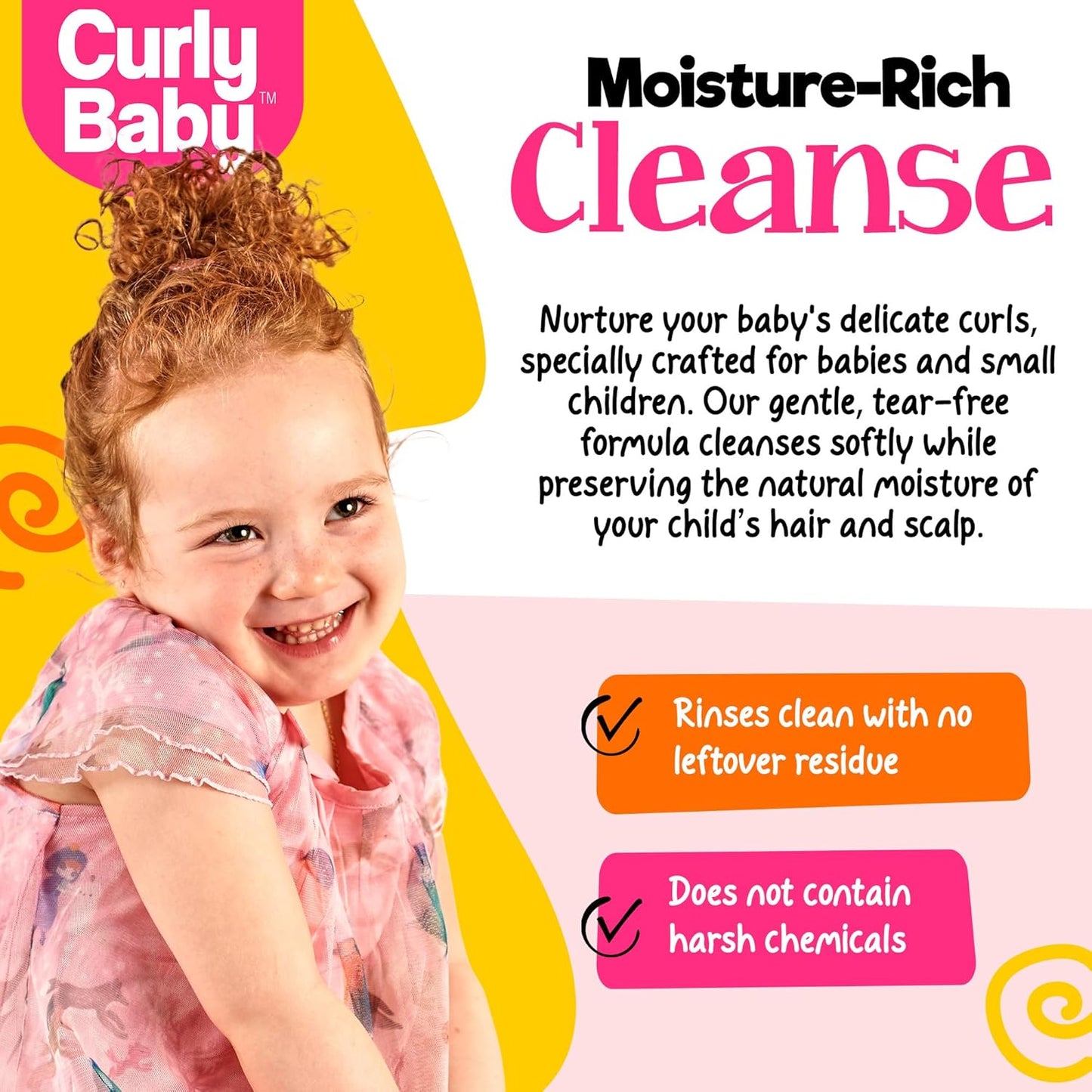 Curly Shampoo – Tear-Free, Dermatologist-Tested, Hypoallergenic, Fragrance-Free Baby Shampoo for Curly, Kinky, Coily Hair – Gentle Cleanse, Moisturizing, Promotes Healthy Hair Growth - 8oz