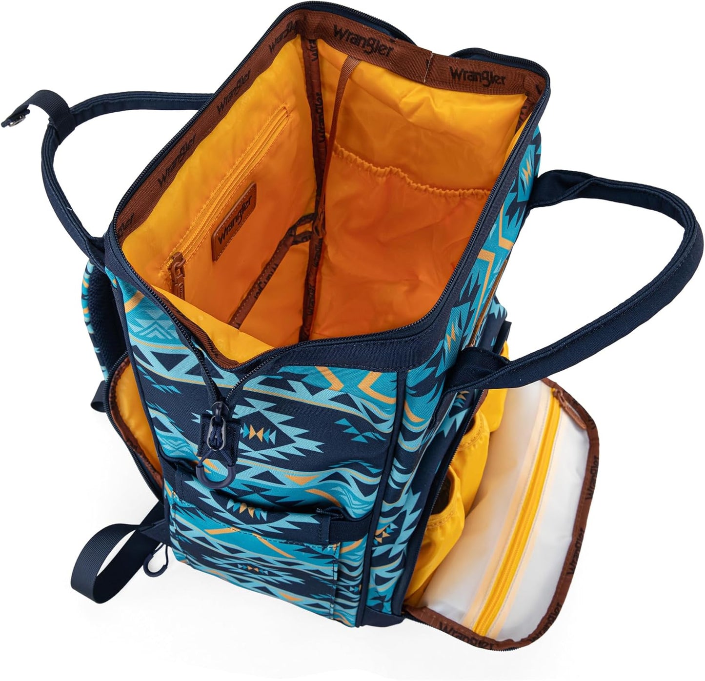 Wrangler Aztec Backpack Organized Daypack Travel Baby Bag with Stroller Strap and Side Bottle Pockets WG2204-9110NY