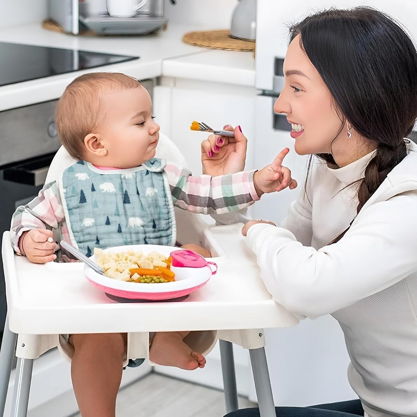 Zainpe 6Pcs Snap Muslin Cotton Baby Bibs Cute Themes Snowflake Penguin Pattern Infants Drooling Bib Adjustable Burp Cloth Soft Absorbent Feeding Cloths for Unisex Newborn Toddler Teething Eating