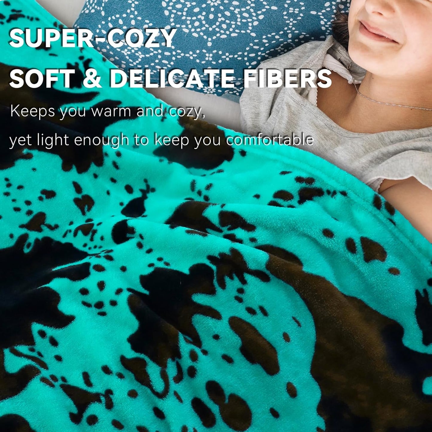 Fleece Throw Blanket for Bed - Teal Turquoise Blue Soft Fuzzy Blankets, Lightweight Cyan House Decorations for Living Room Home Decor Birthday Gifts for Women Men Girls Boys