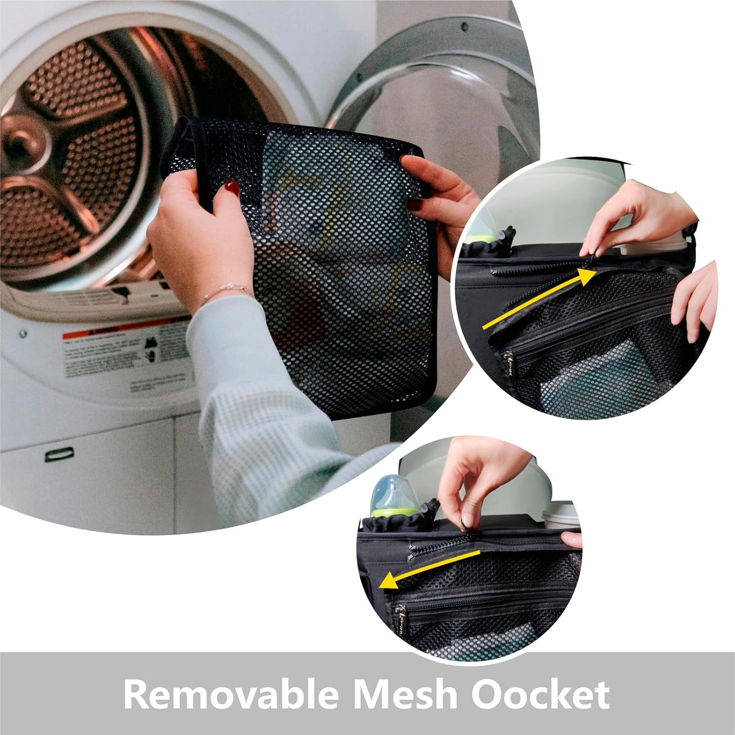 TOPDesign Universal Baby Stroller Organizer, Stroller Caddy with Detachable Mesh Bag & Heightened Insulated Cup Holders & Non-Slip Secure Hooks Accessories, Fits Most Strollers (Dino Fossils)