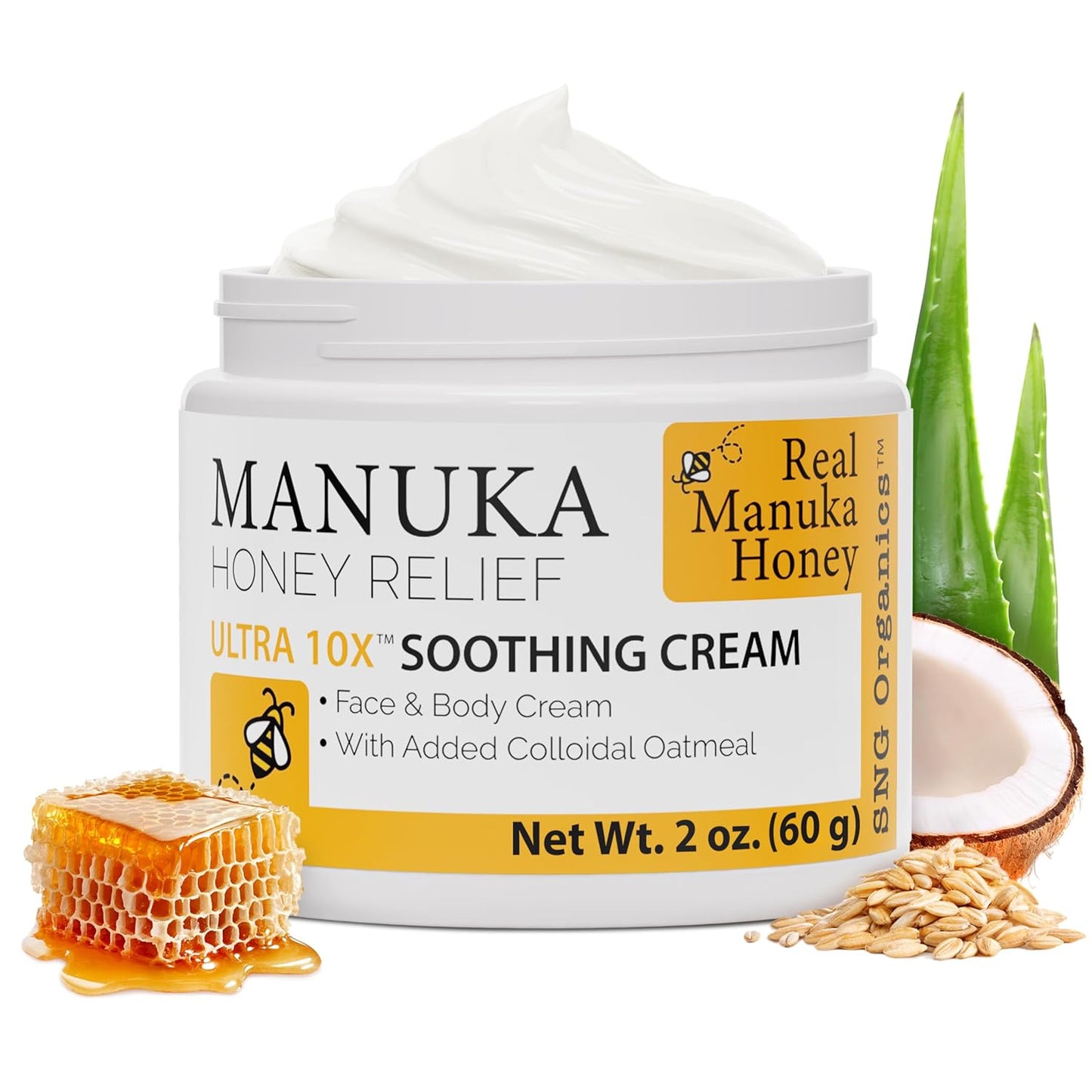 Super Natural Goods Manuka Honey Cream (2oz) – Hydrating Lotion for All Skin Types Suitable for Kids and Adults | Moisturizing Body Cream with Real Manuka Honey Aloe Vera Juice and Cocoa Butter