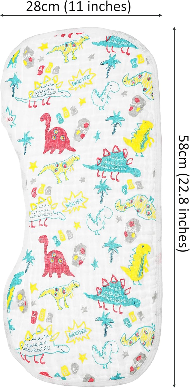 ShoppeWatch Muslin Burp Cloths Baby Burping Bibs 100% Organic Cotton 5-Pack Large 6 Layers Thick Soft Absorbent Cloth Spit Up Dribble Towels Rags for Newborns & Babies Unisex Shower Gift BB20