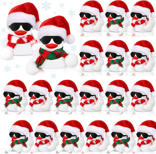 Syhood 48 Sets Christmas Mini Rubber Duck Bulk with Sunglasses Scarf Hats and Adhesive Dots Duckies Bath Toy Xmas Decor for Christmas Winter Gift Cruise Birthday Party (Xmas Hat)